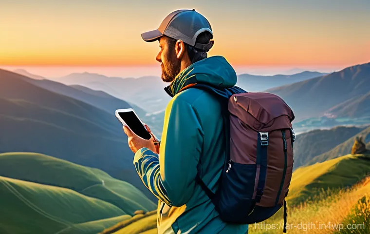 디지털 노마드를 위한 멘탈 헬스 관리 - **Prompt:** A solo digital nomad in their late 20s or early 30s, dressed in comfortable and modest a...