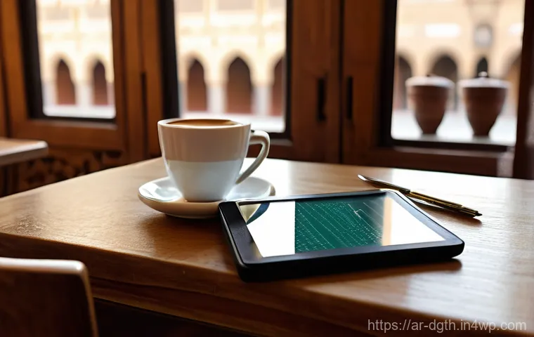 디지털 노마드 생활을 위한 재정 계획 - **Prompt: Serene Digital Nomad Budgeting in a Traditional Cafe**
    A young, diverse digital nomad ...